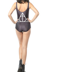 Choies Triangle Print Black Swimsuit