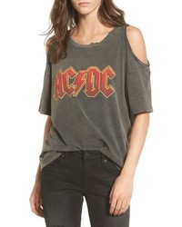Topshop Acdc Graphic Cold Shoulder Tee