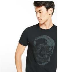 Express Black Caviar Bead Skull Graphic T Shirt