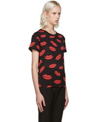 Saint Laurent Black Lips Print T Shirt