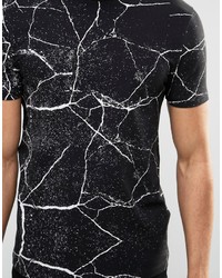 Asos Brand Muscle T Shirt With All Over Crack Print