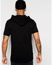 Asos Brand Muscle T Shirt With Typographic Print And Hood