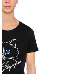 Karl Lagerfeld Choupette Cotton Jersey T Shirt