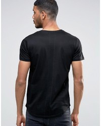 Religion Curved Hem T Shirt With Cross Over Neck Detail