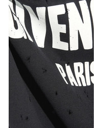 Givenchy Distressed Printed Cotton Jersey T Shirt Black