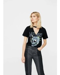 Mango Embroidered Printed T Shirt