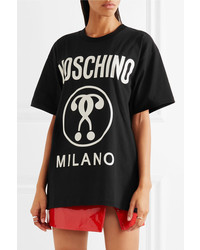 Moschino Glow In The Dark Printed Cotton Jersey T Shirt Black