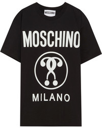 Moschino Glow In The Dark Printed Cotton Jersey T Shirt Black