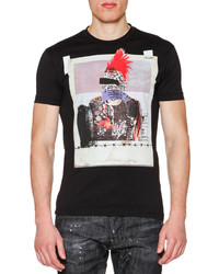 DSQUARED2 Graphic Print Short Sleeve Jersey Tee Black