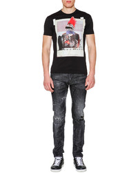 DSQUARED2 Graphic Print Short Sleeve Jersey Tee Black