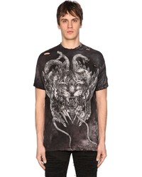 Balmain Leopard Printed Destroyed Cotton T Shirt