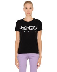 Kenzo Logo Printed Cotton Blend Jersey T Shirt