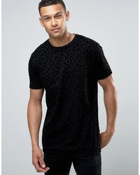 Asos Longline T Shirt With Leopard Print Flock