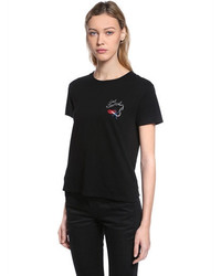 Saint Laurent Mouth Logo Print Cotton Jersey T Shirt