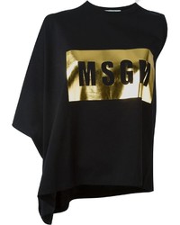 MSGM Logo Print Asymmetric T Shirt
