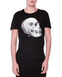Alexander McQueen Optic Skull Printed Short Sleeve T Shirt Black
