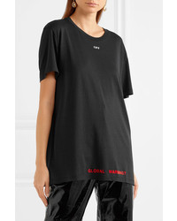 Off-White Oversized Printed Jersey T Shirt Black