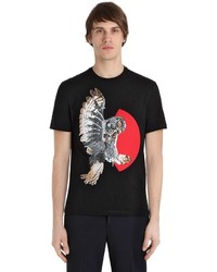 Neil Barrett Owl Printed Cotton Jersey T Shirt