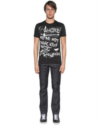 DSQUARED2 Painted Printed Cotton Jersey T Shirt