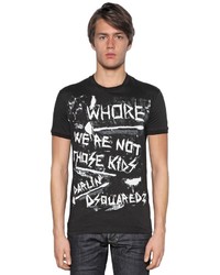 DSQUARED2 Painted Printed Cotton Jersey T Shirt