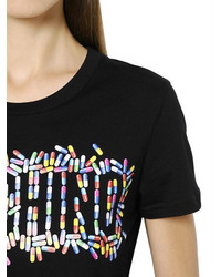Moschino Pill Logo Printed Cotton Jersey T Shirt
