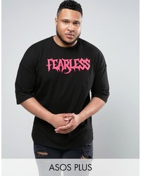 Asos Plus Oversized T Shirt With Fearless Print In Black