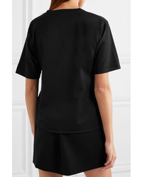 Saint Laurent Printed Cotton Jersey T Shirt Black