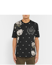 Dolce & Gabbana Raw Edge Printed Cotton Jersey T Shirt