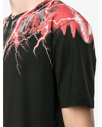 Marcelo Burlon County of Milan Red Lightning Print T Shirt
