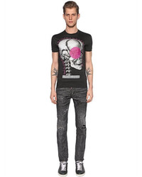 DSQUARED2 Skull Printed Cotton Jersey T Shirt