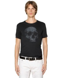 John Varvatos Skull Printed Cotton Jersey T Shirt