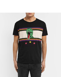 Saint Laurent Slim Fit Dinosaur Print Cotton Jersey T Shirt