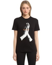 McQ by Alexander McQueen Spiritual Printed Cotton Jersey T Shirt