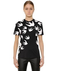 McQ by Alexander McQueen Swallow Printed Cotton T Shirt