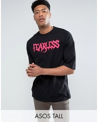 Asos Tall Oversized T Shirt With Fearless Print In Black