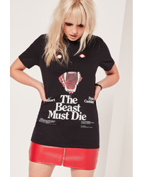 Missguided The Beast Must Die Graphic T Shirt Black
