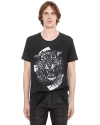 Balmain Tiger Printed Cotton Jersey T Shirt