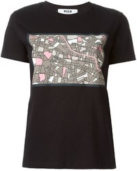 MSGM Tokyo Map Print T Shirt