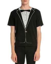 Saint Laurent Tuxedo Graphic Short Sleeve T Shirt Black