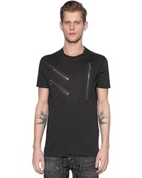 DSQUARED2 Zip Details Printed Jersey T Shirt