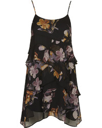 Topshop Floral Print Ruffle Slip Dress
