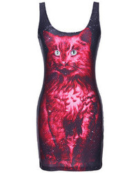 Romwe Galaxy Cat Print Sleeveless Tank Dress