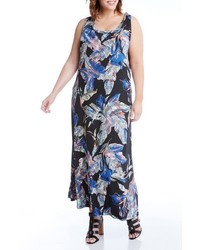 Karen Kane Plus Size Leaf Print Jersey Maxi Tank Dress