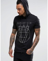 Asos Brand Muscle T Shirt With Hood And Copenhagen Foil Print