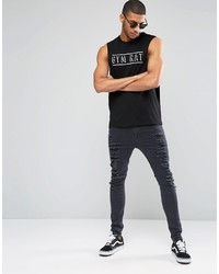 Asos Brand Sleeveless T Shirt With Gym Rat Print