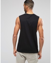 Asos Brand Sleeveless T Shirt With Military Print And Extreme Dropped Armhole