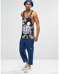 Asos Brand Space Ibiza Extreme Racer Tank With Floral Print