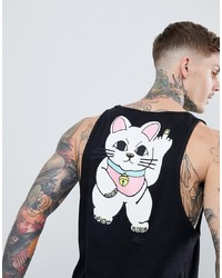 New Love Club Cheeky Cat Back Print Vest