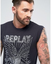 Replay Eagle Print Sleeveless T Shirt