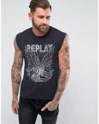 Replay Eagle Print Sleeveless T Shirt